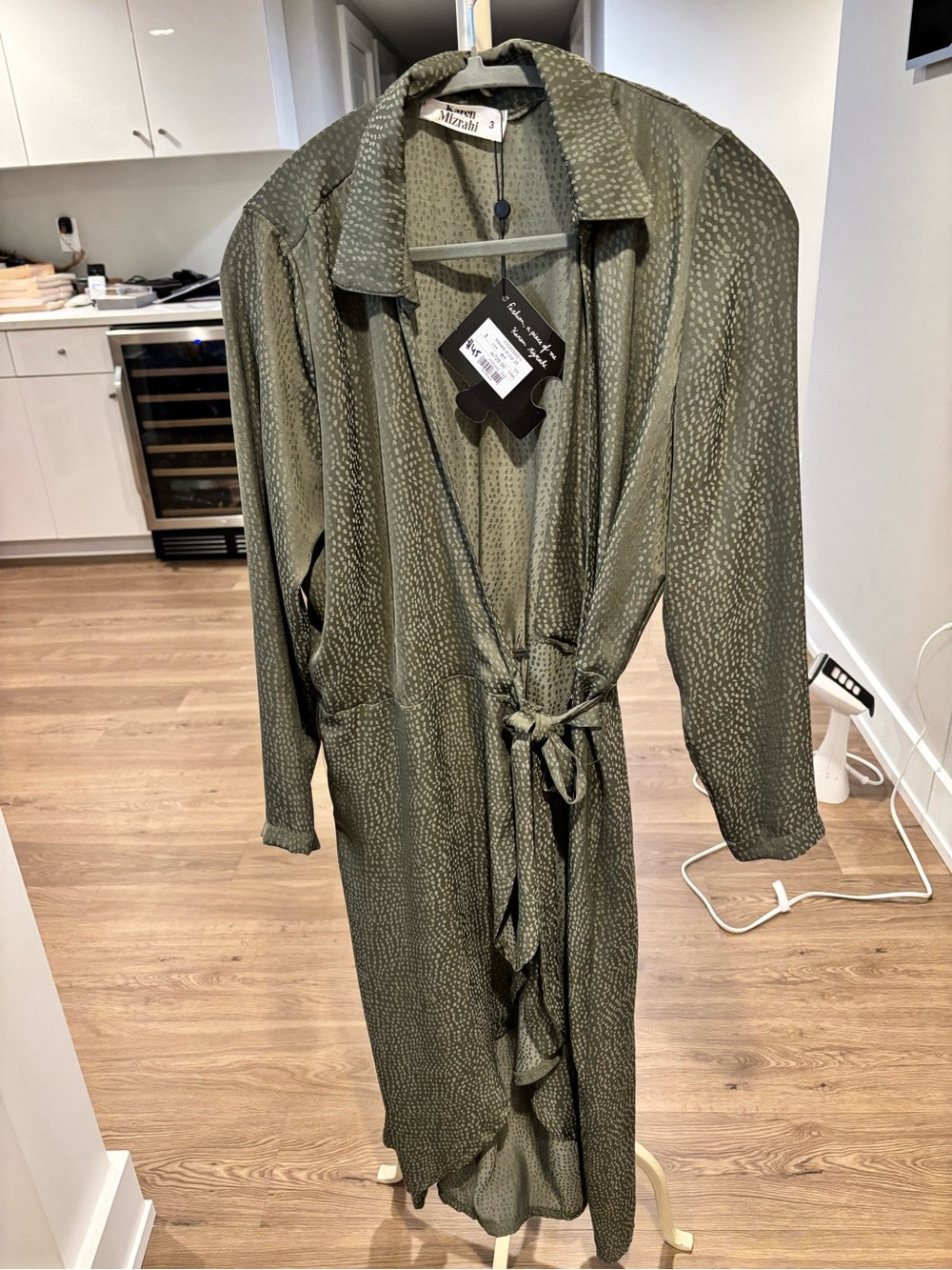 Olive Green Long wrap dress. Beautiful and very flattering